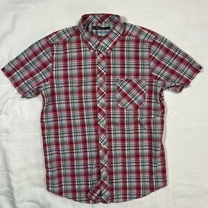 Ben Sherman Plaid Short Sleeve Button Down Shirt Mens Medium Mod Fit